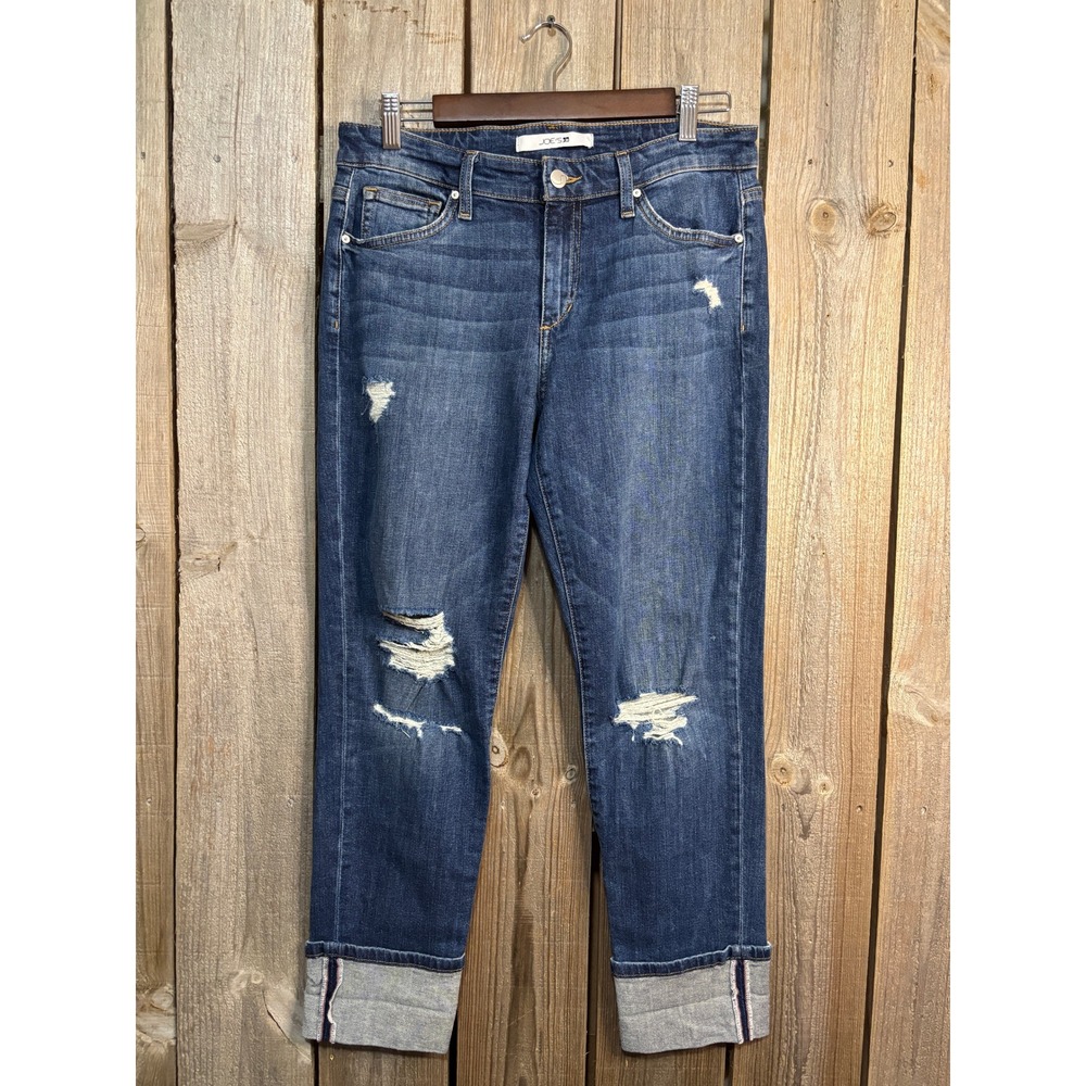 Joe's Jeans Boyfriend Slim Crop Vienna Distressed Cuffed Blue Denim Jeans W27‎